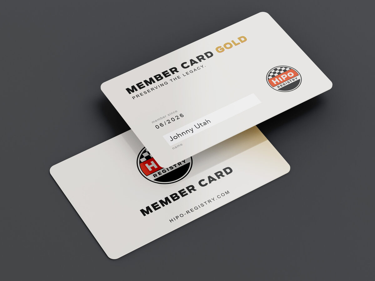 Personalized HiPo Registry Gold member card with member name and join date